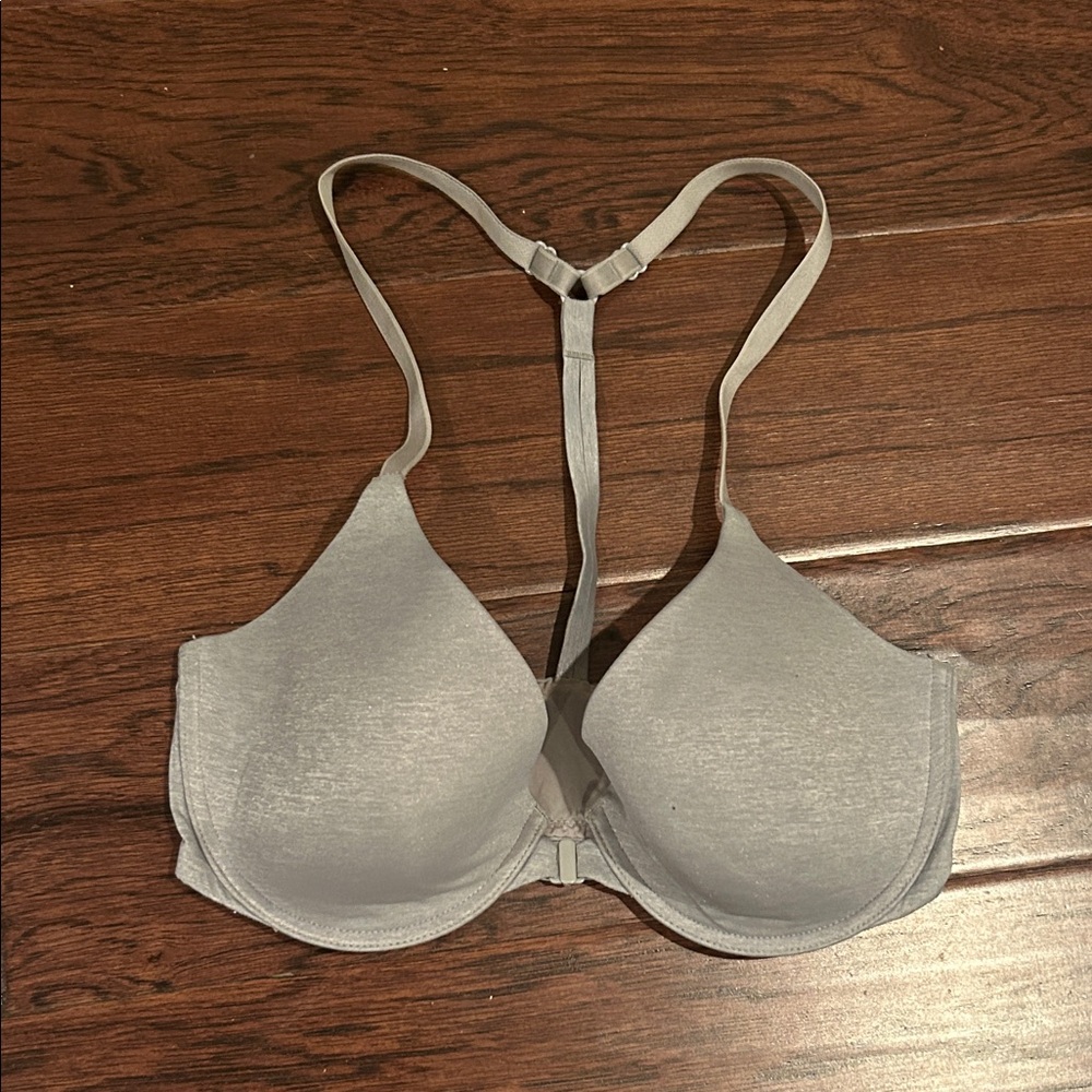 Victoria’s Secret Racerback Semi Demi front clasp Women's Gray Bra 32D